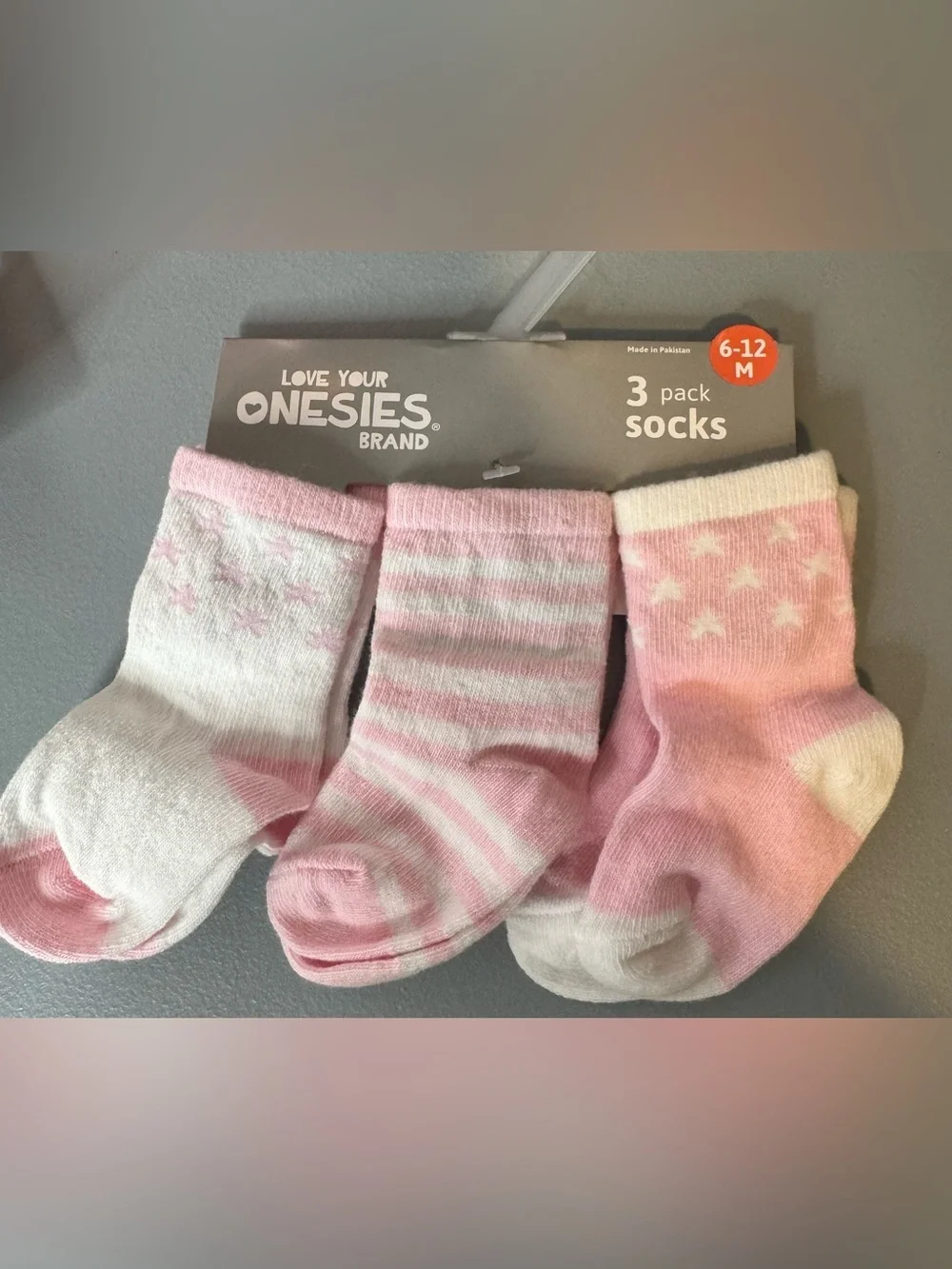 Gerber Pink and White Baby Socks 3-Pack 6-12 months up to 16lbs thick socks comf